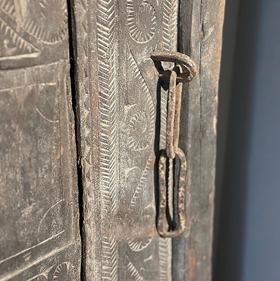 Metal Early 20th Century Indian Wooden Granary Door For Sale