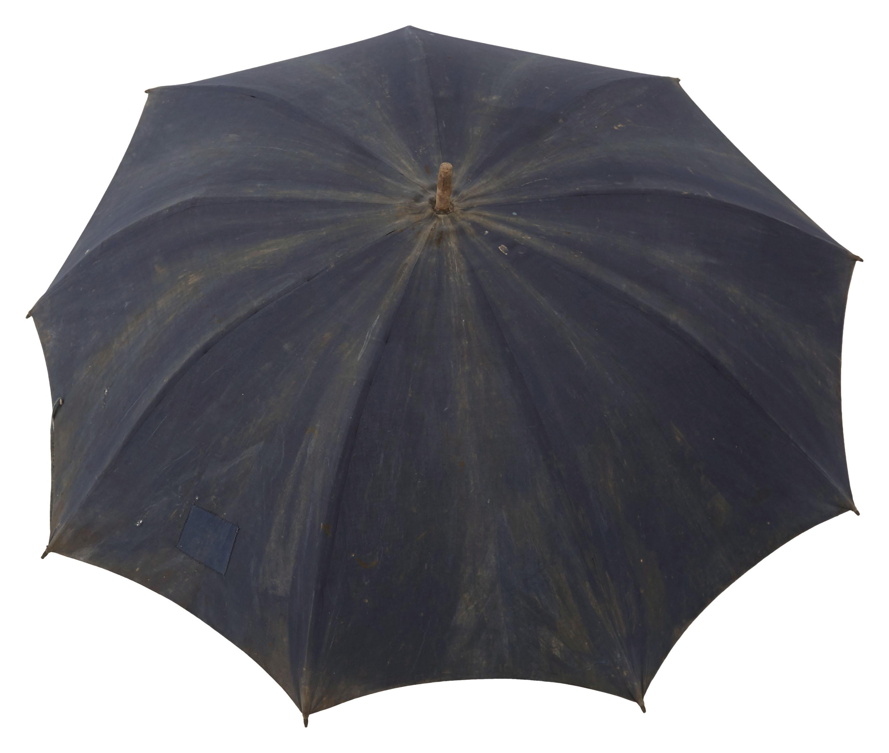 French Early 20th Century Indigo Canvas Umbrella For Sale