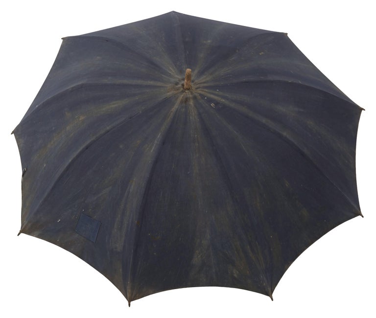 Early 20th Century Indigo Canvas Umbrella For Sale at 1stDibs