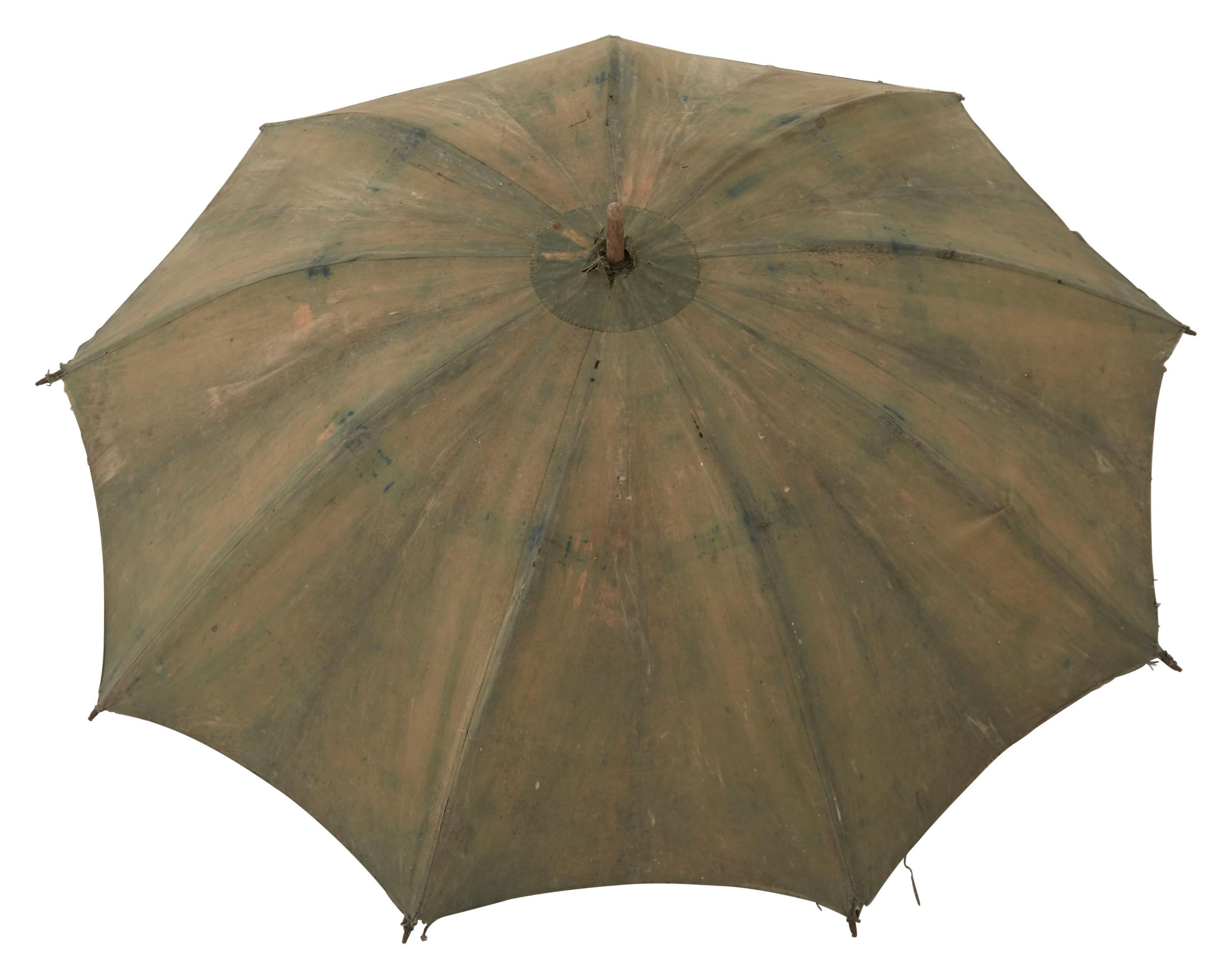 French Early 20th Century Indigo Canvas Umbrella For Sale