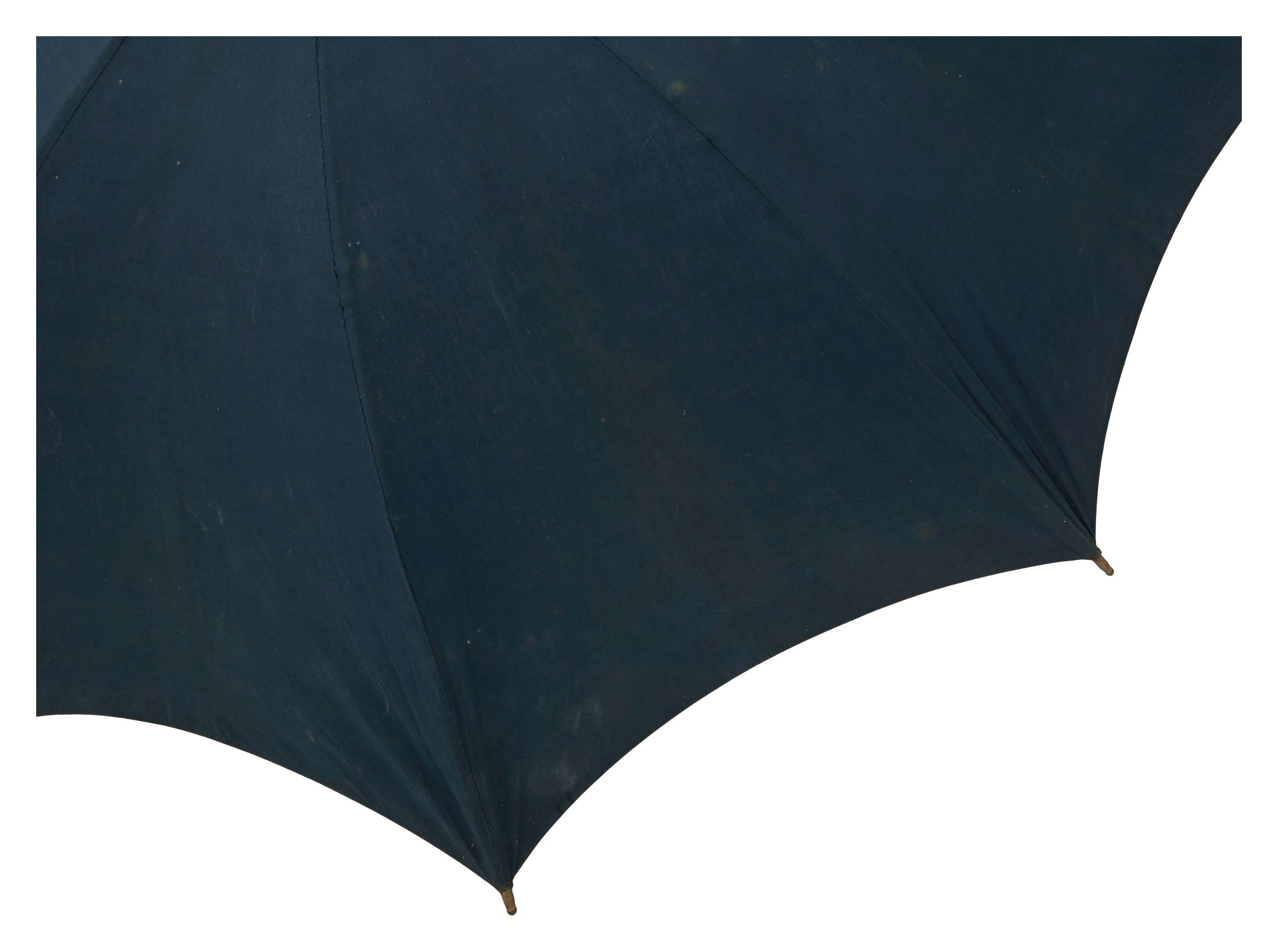 Dyed Early 20th Century Indigo Canvas Umbrella For Sale