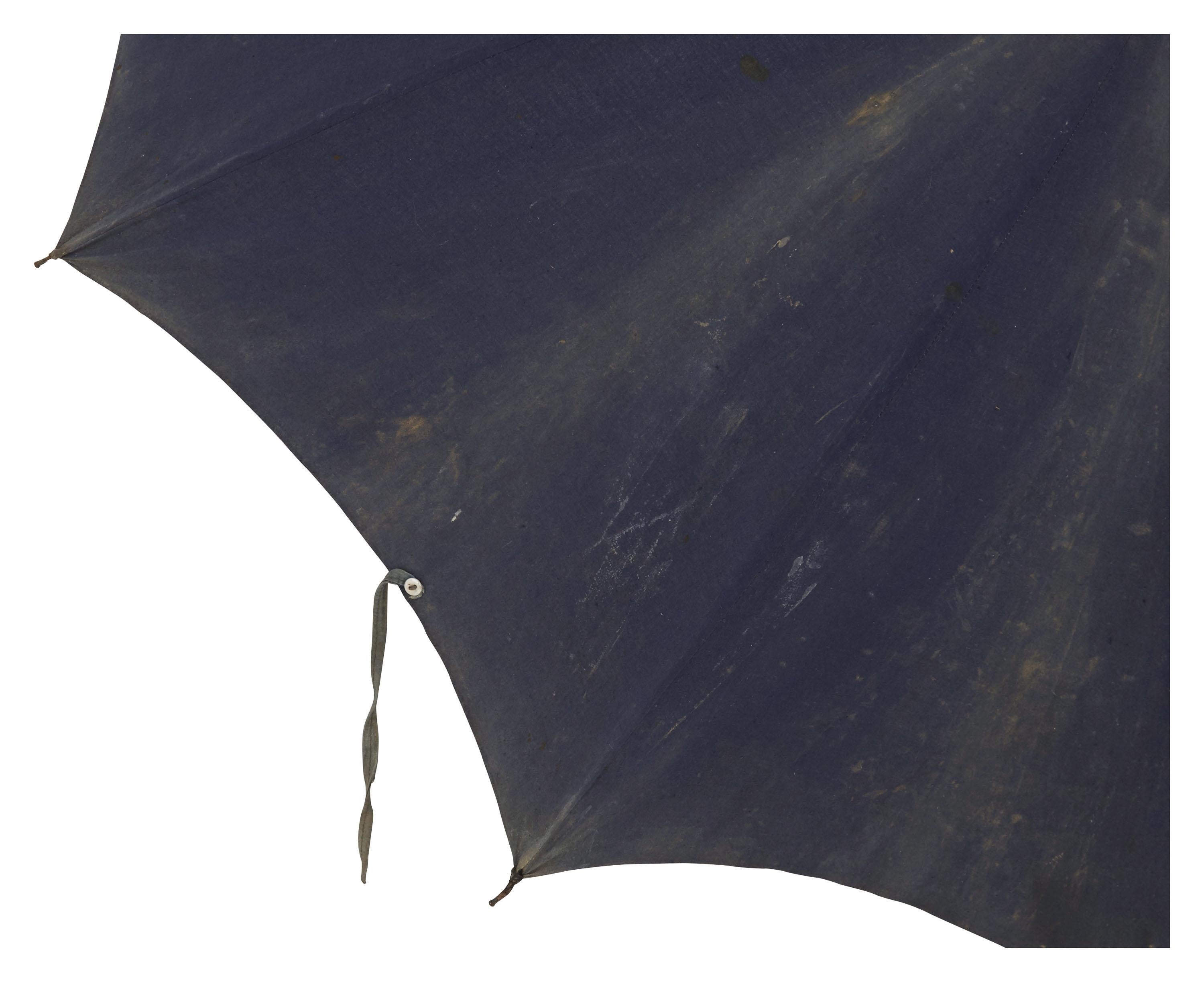 Dyed Early 20th Century Indigo Canvas Umbrella For Sale