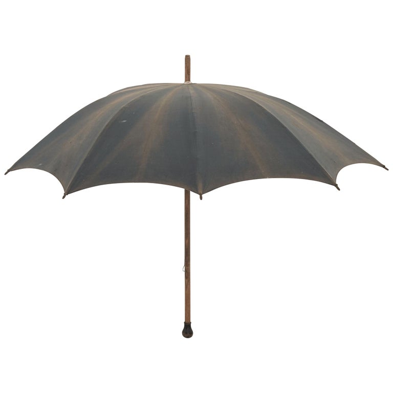 Early 20th Century Indigo Canvas Umbrella For Sale at 1stDibs