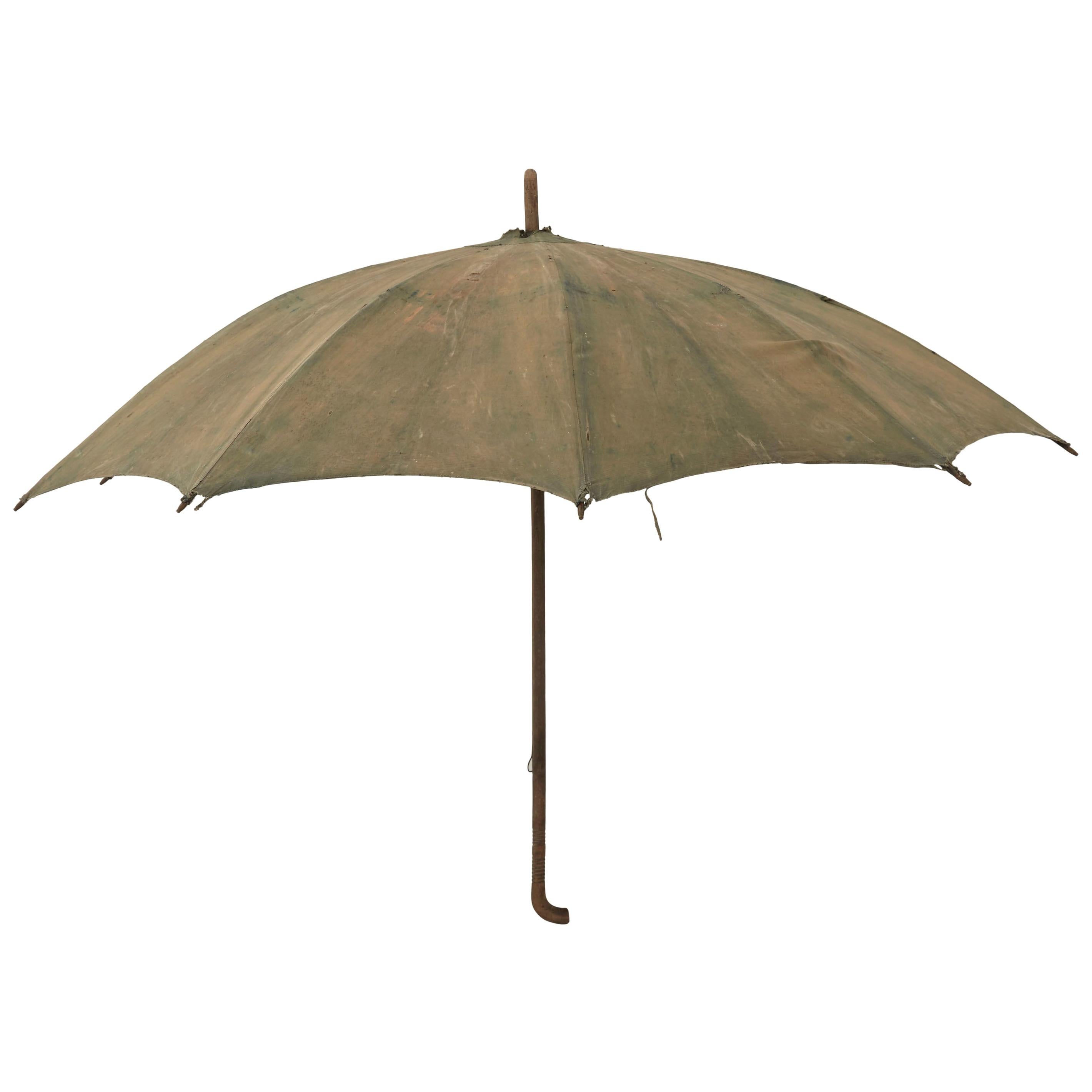 Early 20th Century Indigo Canvas Umbrella For Sale