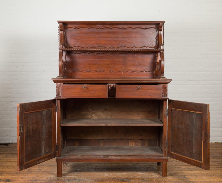Early 20th Century Indonesian Display Cabinet with Shelves, Drawers and Doors For Sale 5