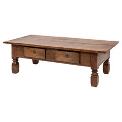 Early 20th Century Indonesian Teak Plantation Coffee Table with Two Drawers