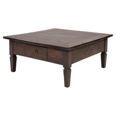 Early 20th Century Indonesian Teak Plantation Coffee Table with Two Drawers