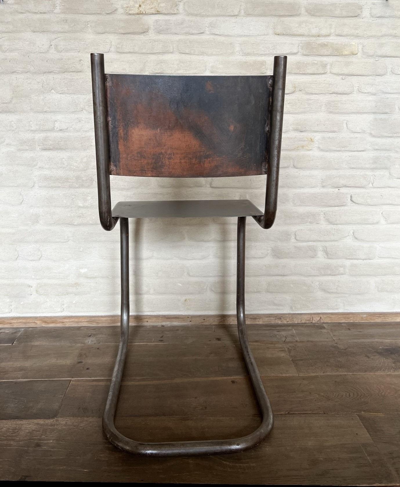 Early 20th Century Industrial Bauhaus Iron Chair For Sale 5