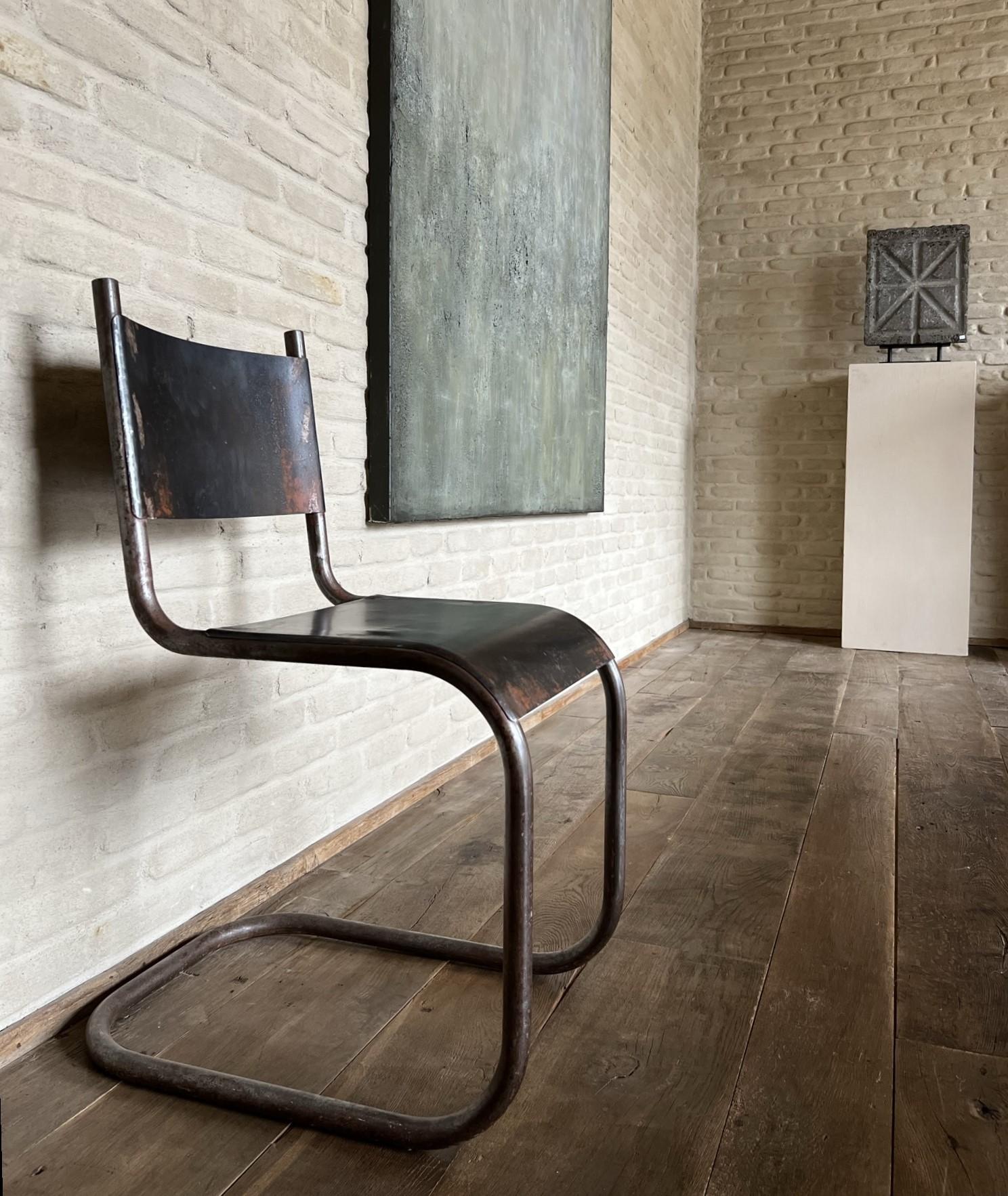 Early 20th Century Industrial Bauhaus Iron Chair For Sale 1