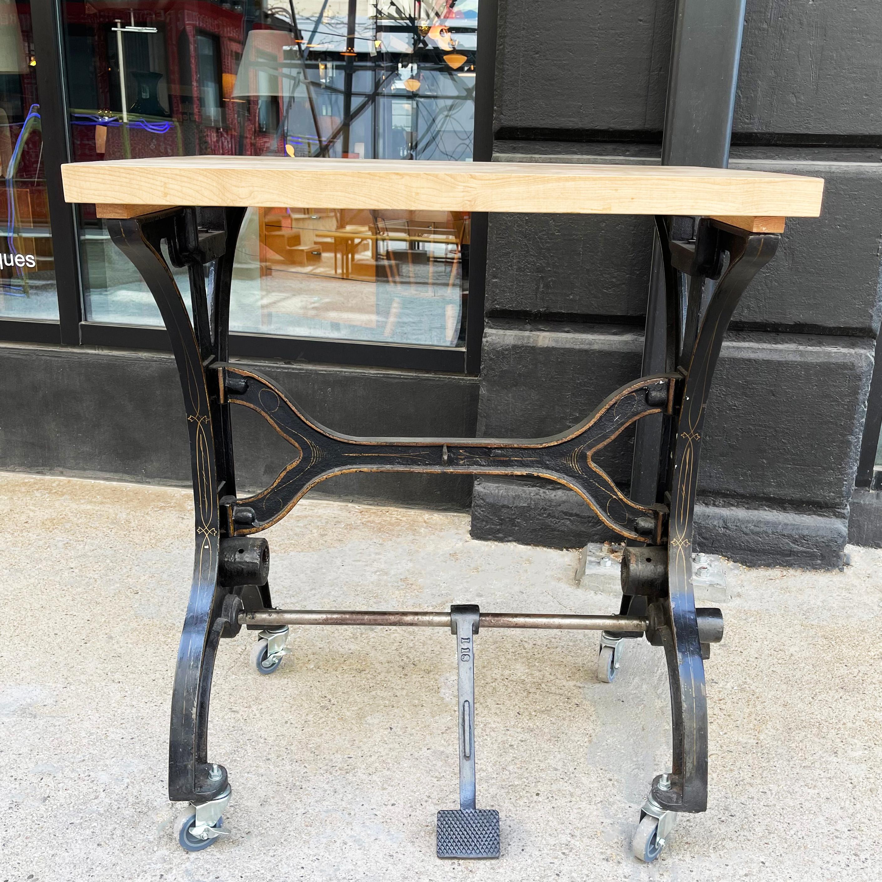 Early 20th Century Industrial Cast Iron Butcher Block Table For Sale 4