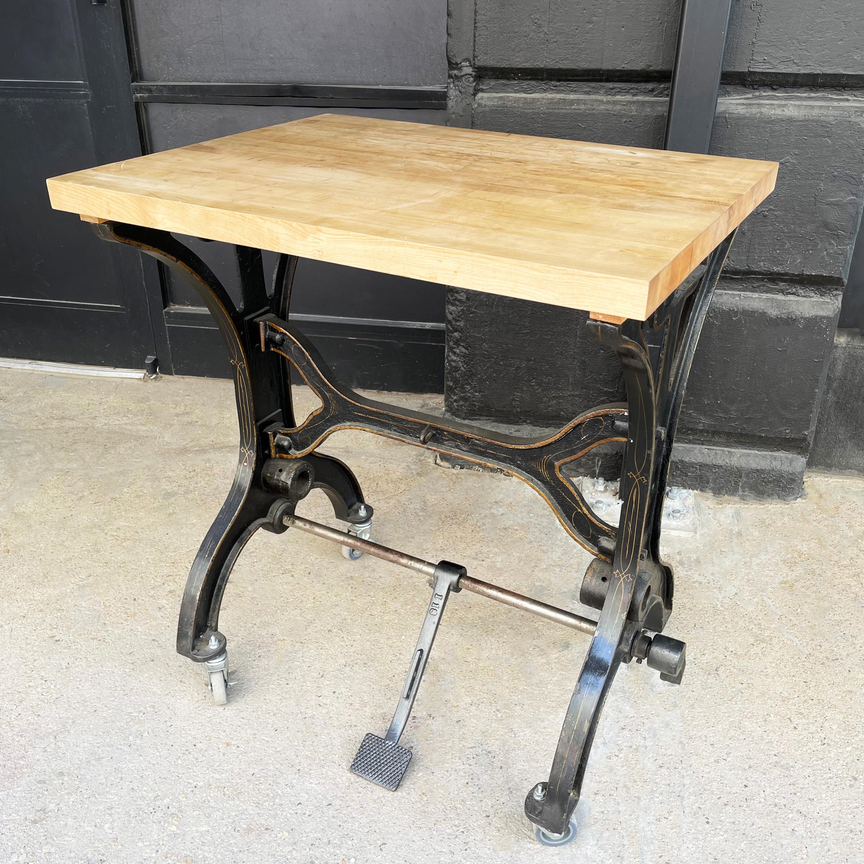Early 20th Century Industrial Cast Iron Butcher Block Table For Sale 6