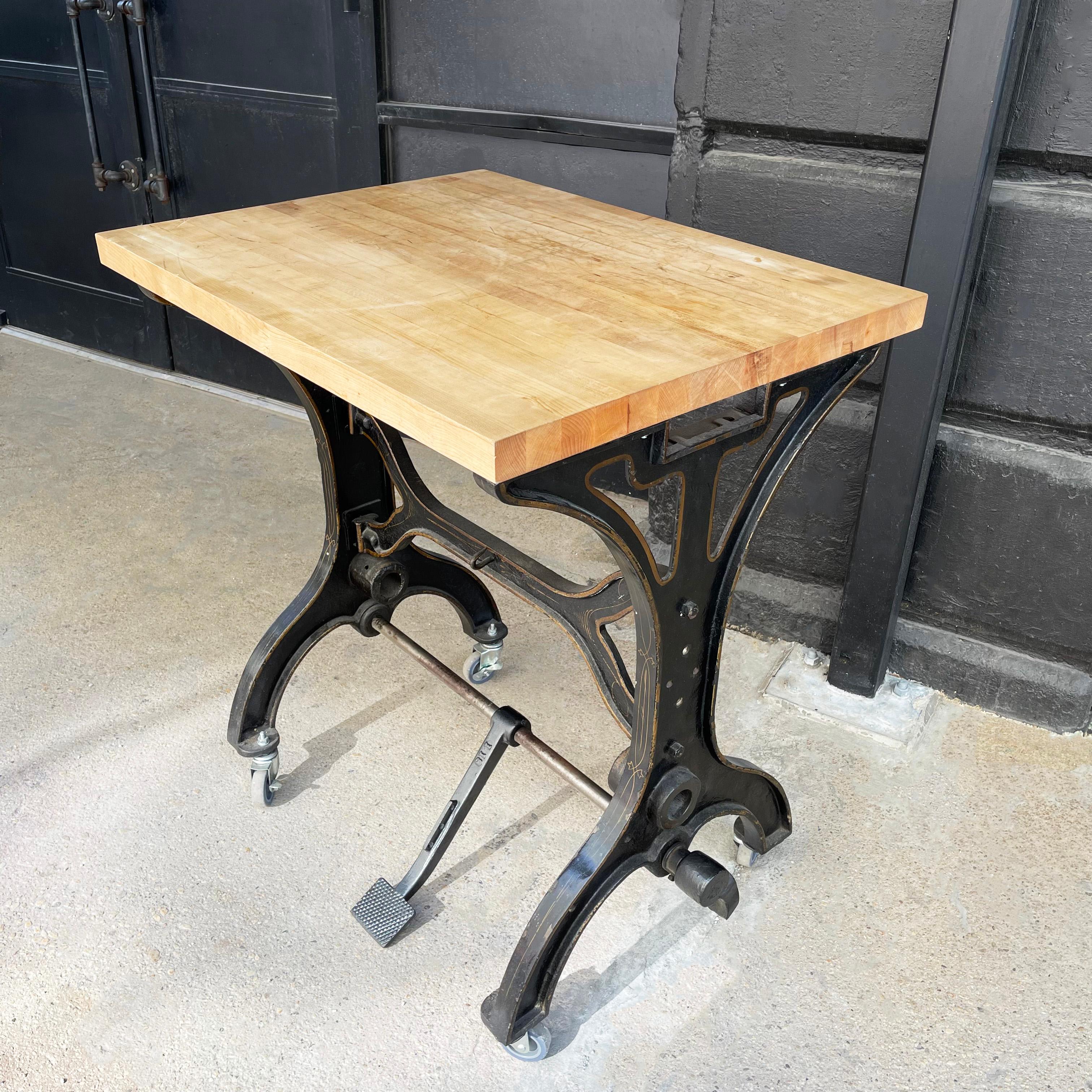 Early 20th Century Industrial Cast Iron Butcher Block Table For Sale 1