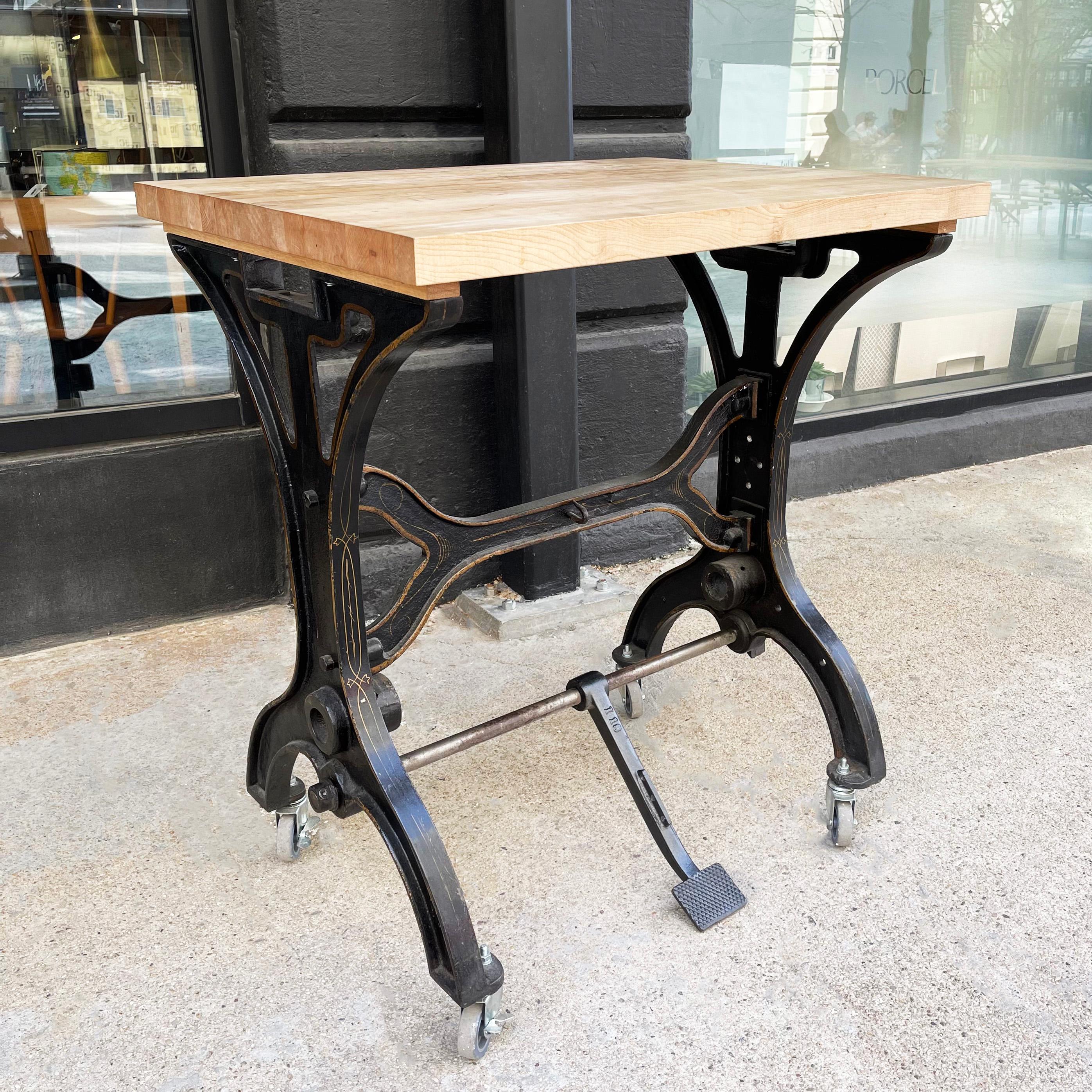 Early 20th Century Industrial Cast Iron Butcher Block Table For Sale 3