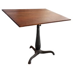 Early 20th Century Industrial Chestnut And Cast Iron Drafting Table
