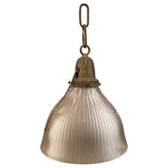 Early 20th Century Industrial Cut Glass Dome Pendant Light
