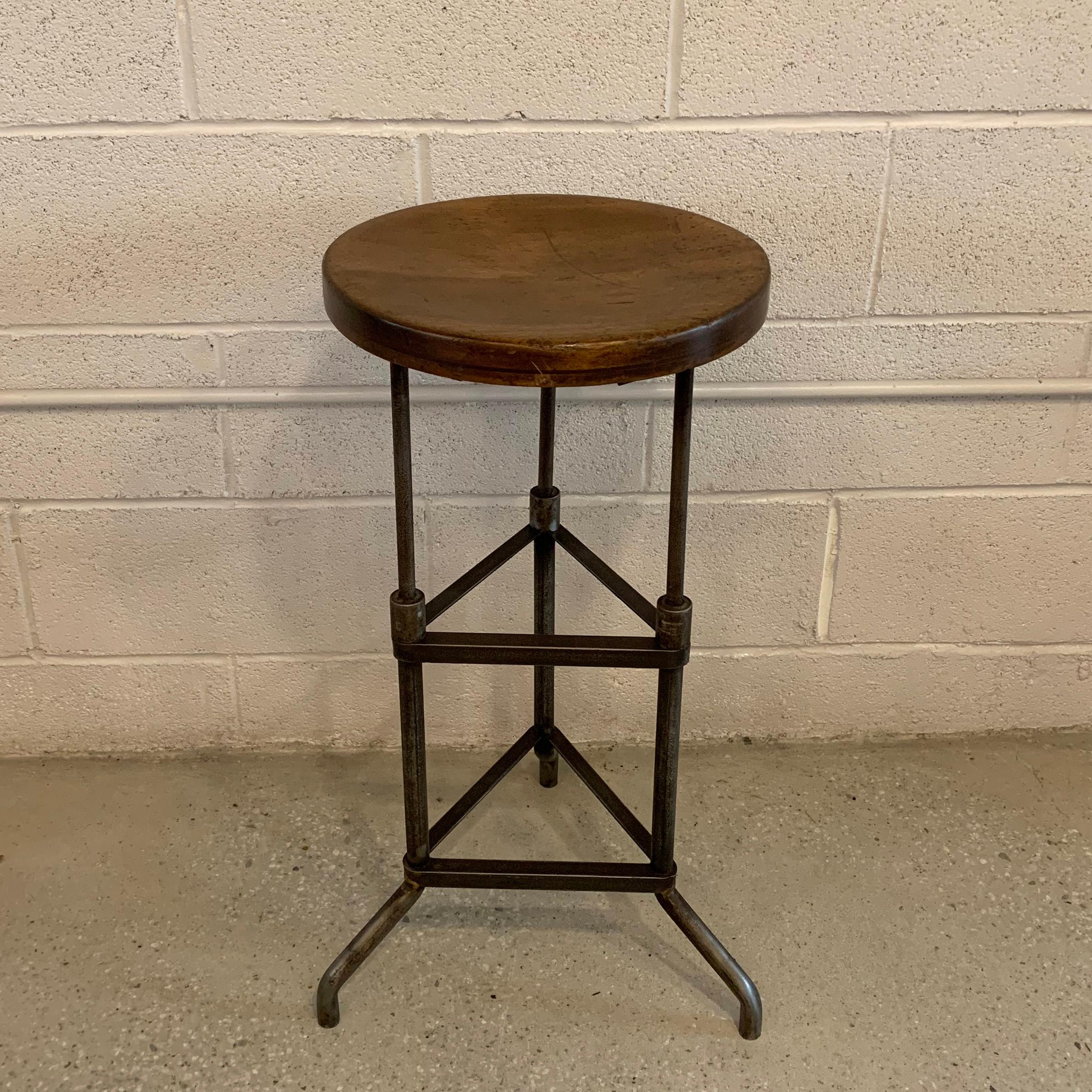 Early 20th Century Industrial Drafting Stool In Good Condition In Brooklyn, NY