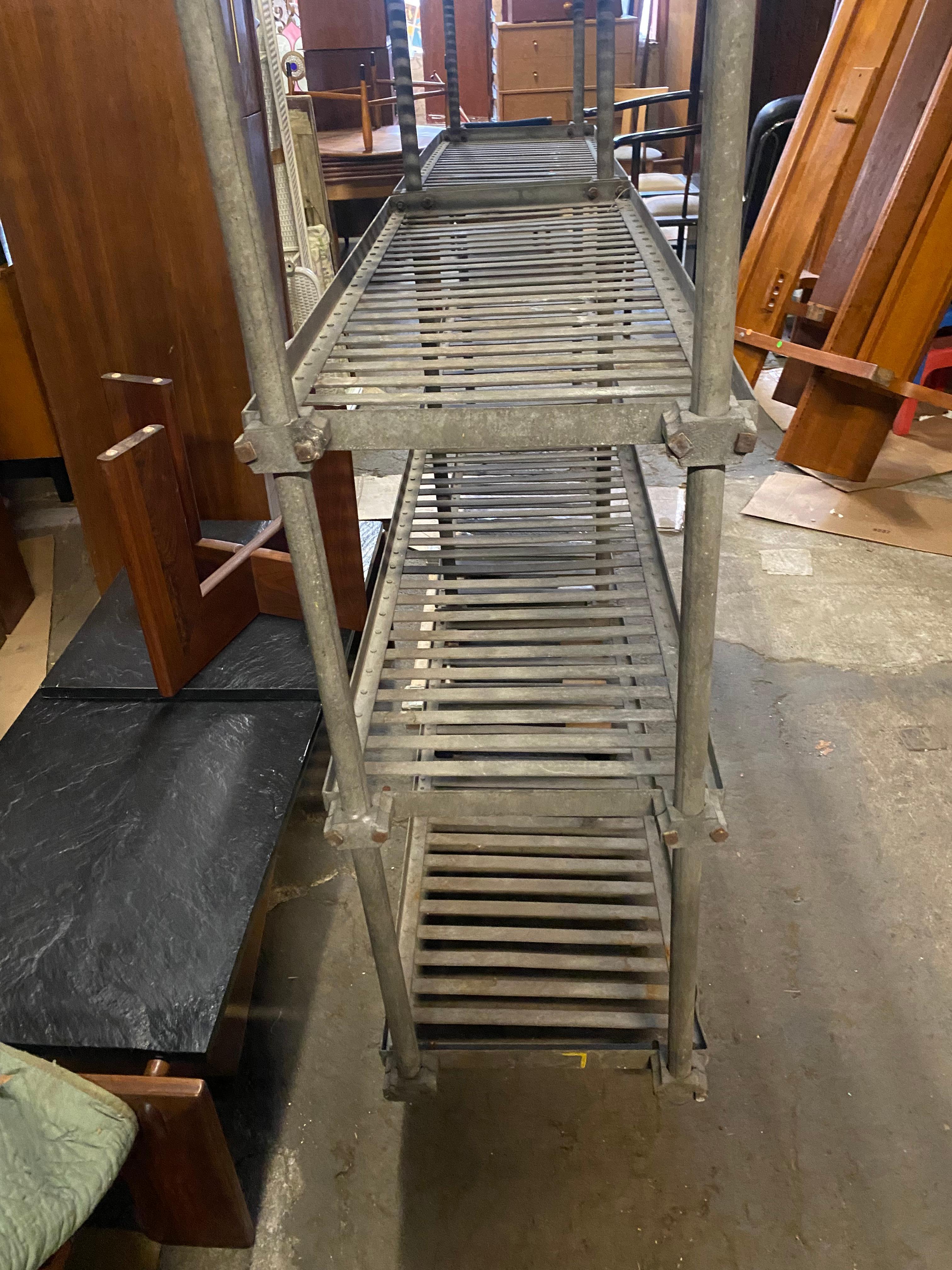 Early 20th Century Industrial Factory Steel Shelving, Four Tier, Architectural For Sale 7