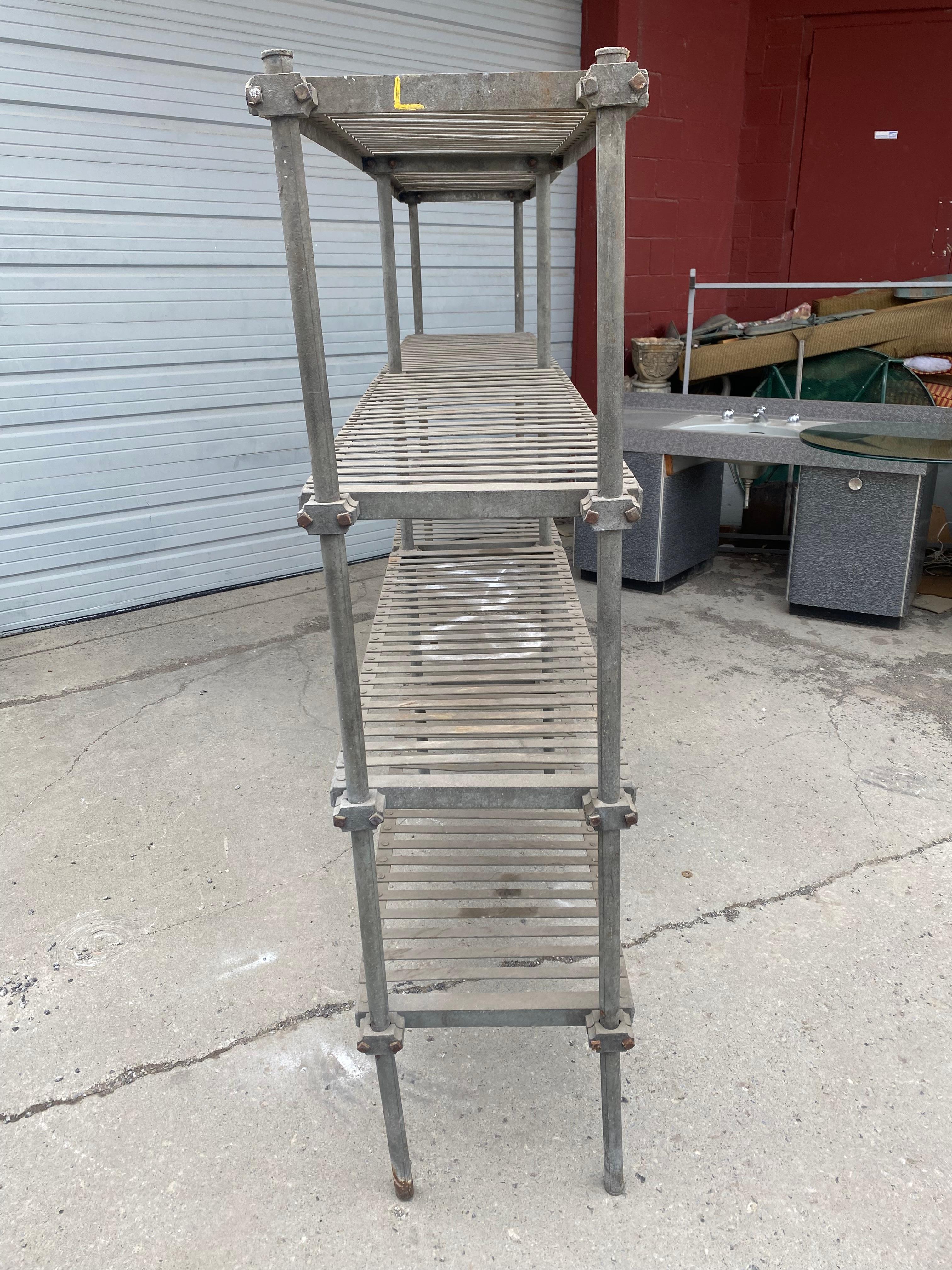 Galvanized Early 20th Century Industrial Factory Steel Shelving, Four Tier, Architectural For Sale