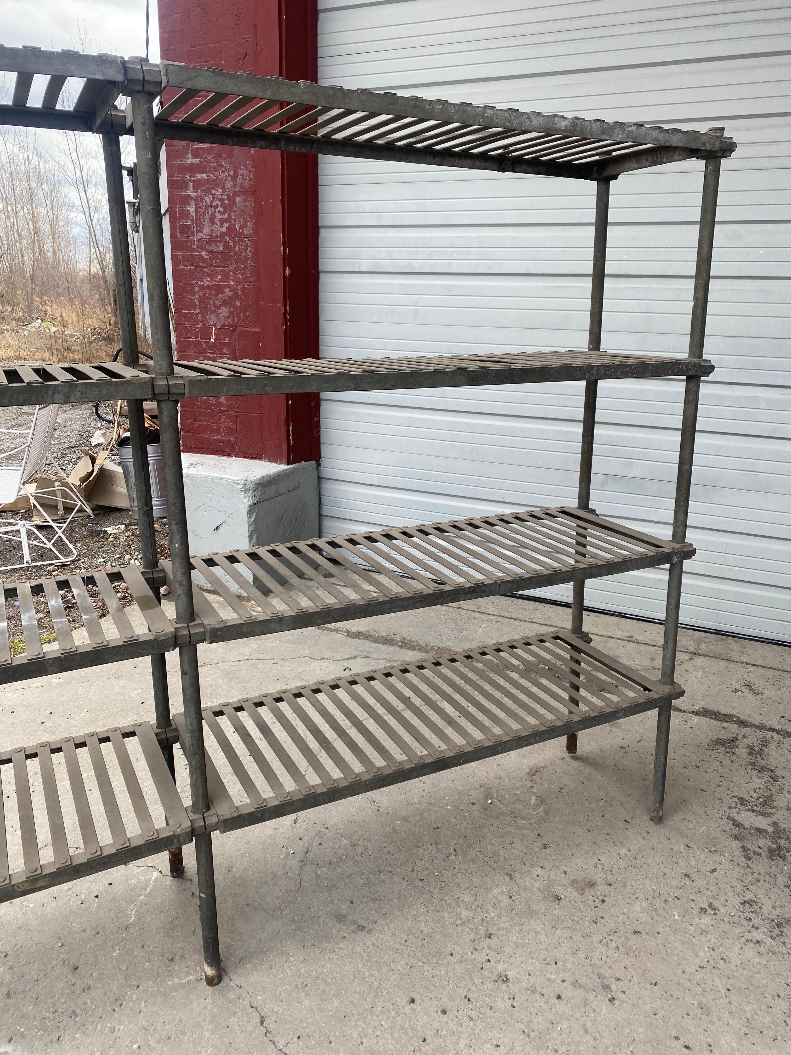 Early 20th Century Industrial Factory Steel Shelving, Four Tier, Architectural For Sale 2