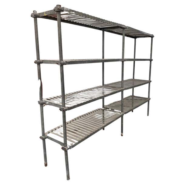 Early 20th Century Industrial Factory Steel Shelving, Four Tier ...