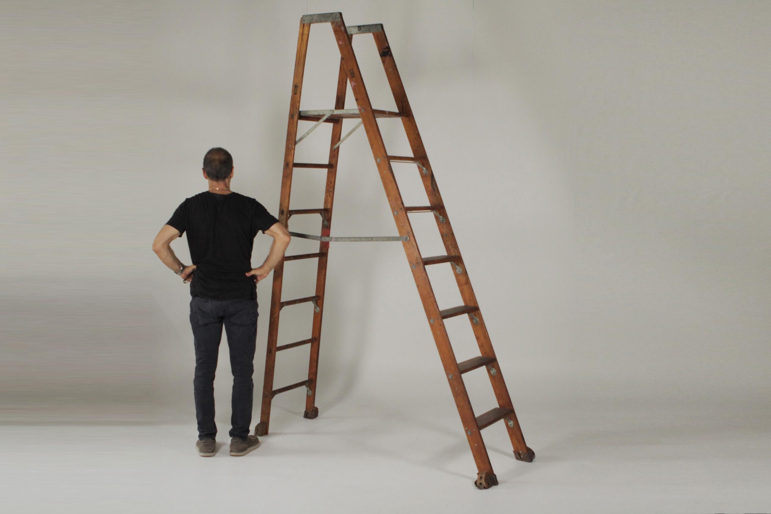 American Early 20th Century Industrial Folding Ladder