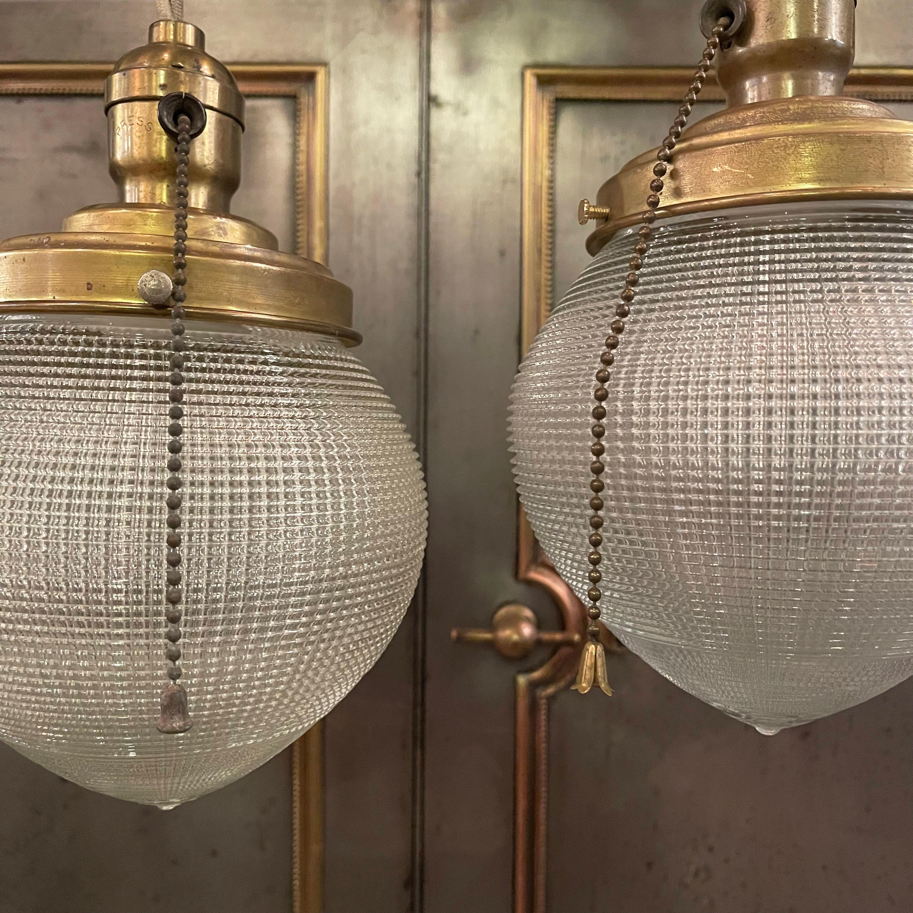 Early 20th Century Industrial Holophane Acorn Pendant Lights 3