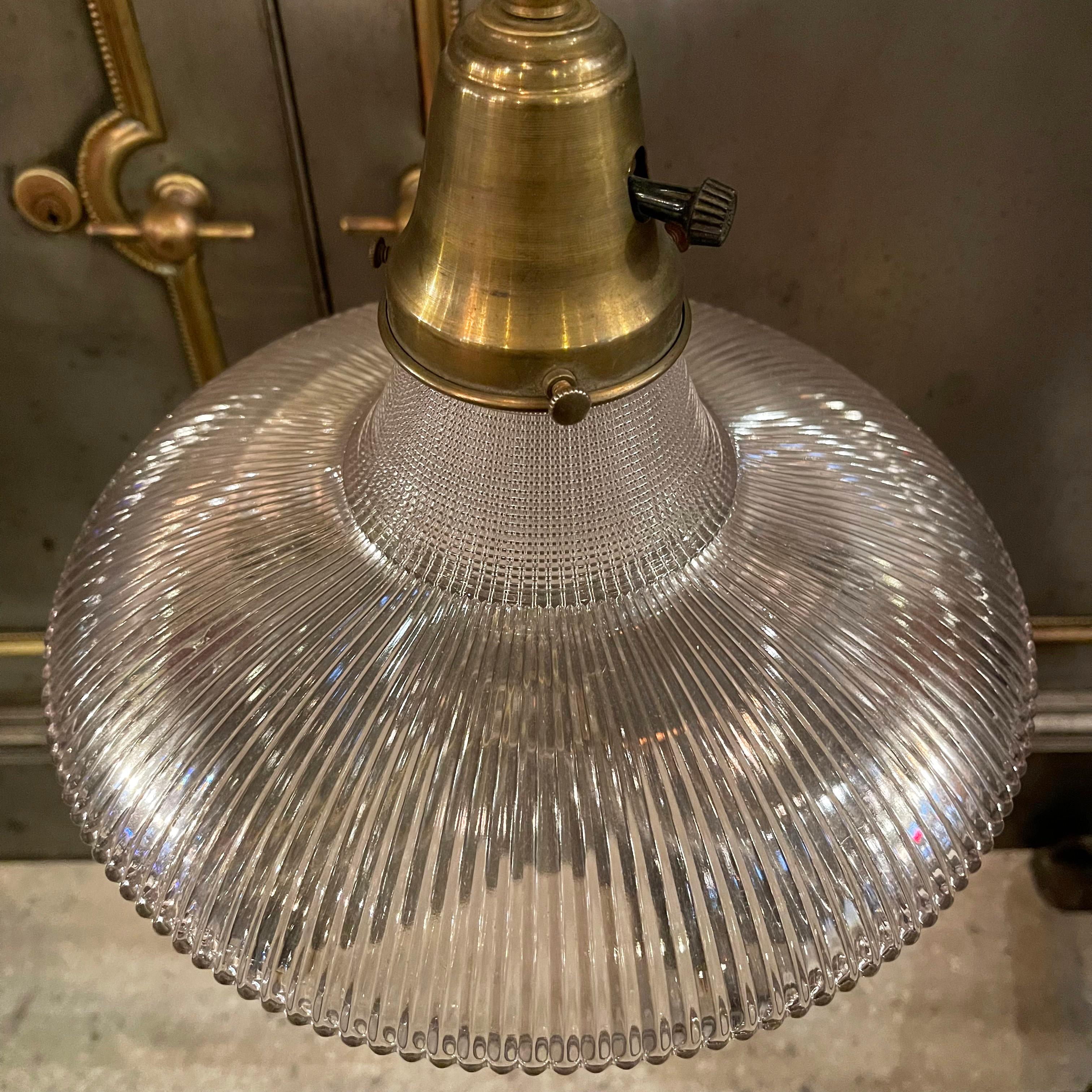 Early 20th Century Industrial Holophane Disc Pendant Light For Sale 2