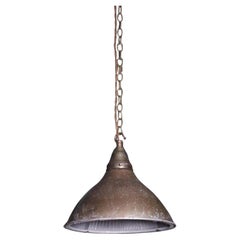 Early 20th Century Industrial Holophane Prismatic Glass Pendant Light