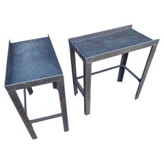 Early 20th Century Industrial Iron & Steel Heavy Duty Work End Tables