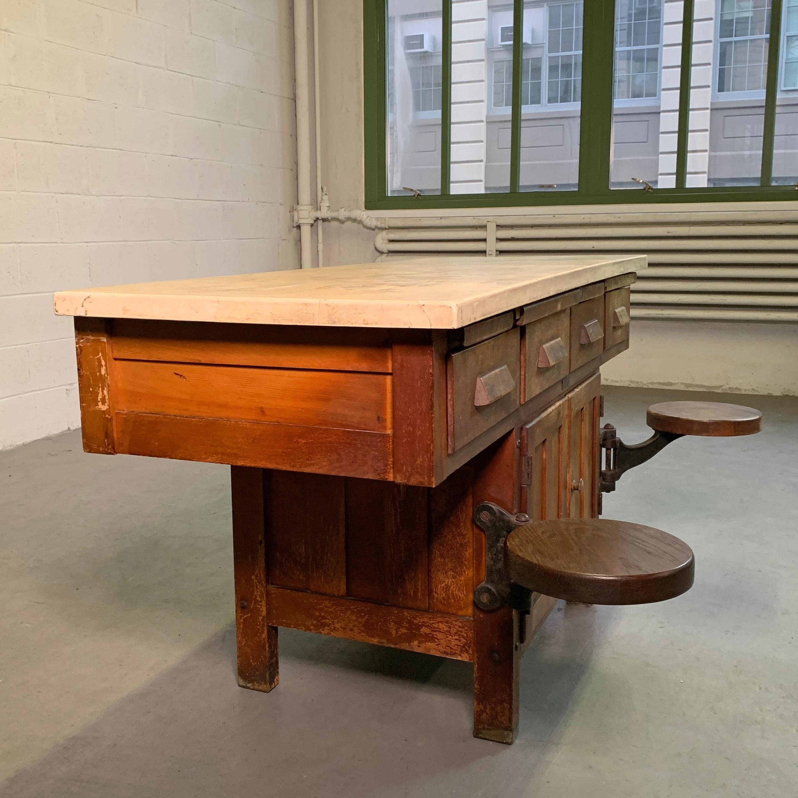 American Early 20th Century Industrial Laboratory Workbench