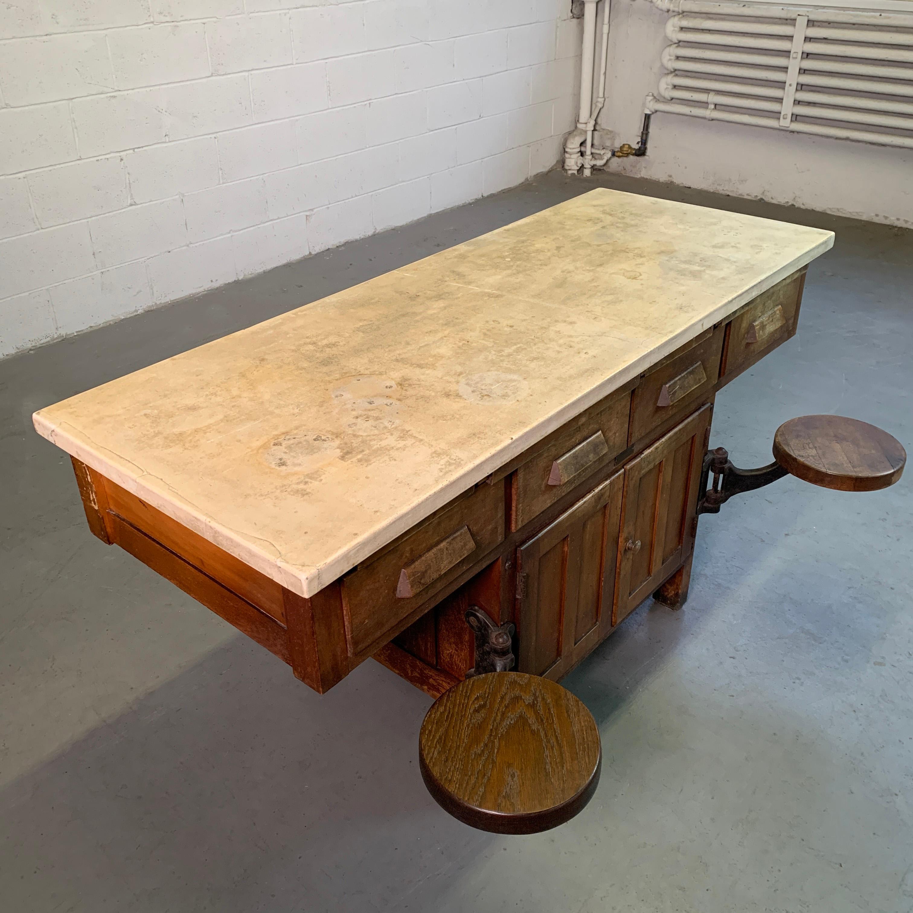 Cast Early 20th Century Industrial Laboratory Workbench