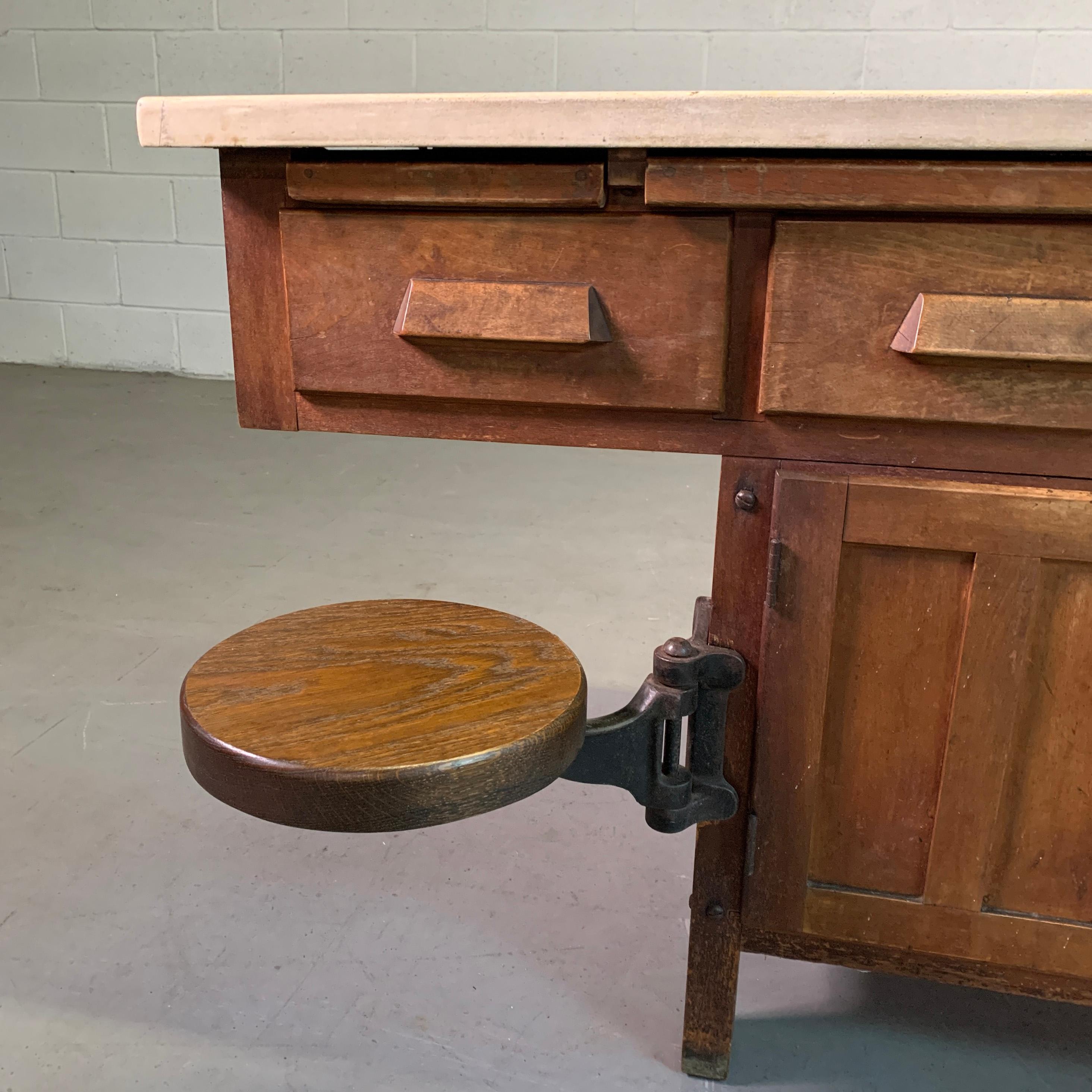 Early 20th Century Industrial Laboratory Workbench In Good Condition In Brooklyn, NY