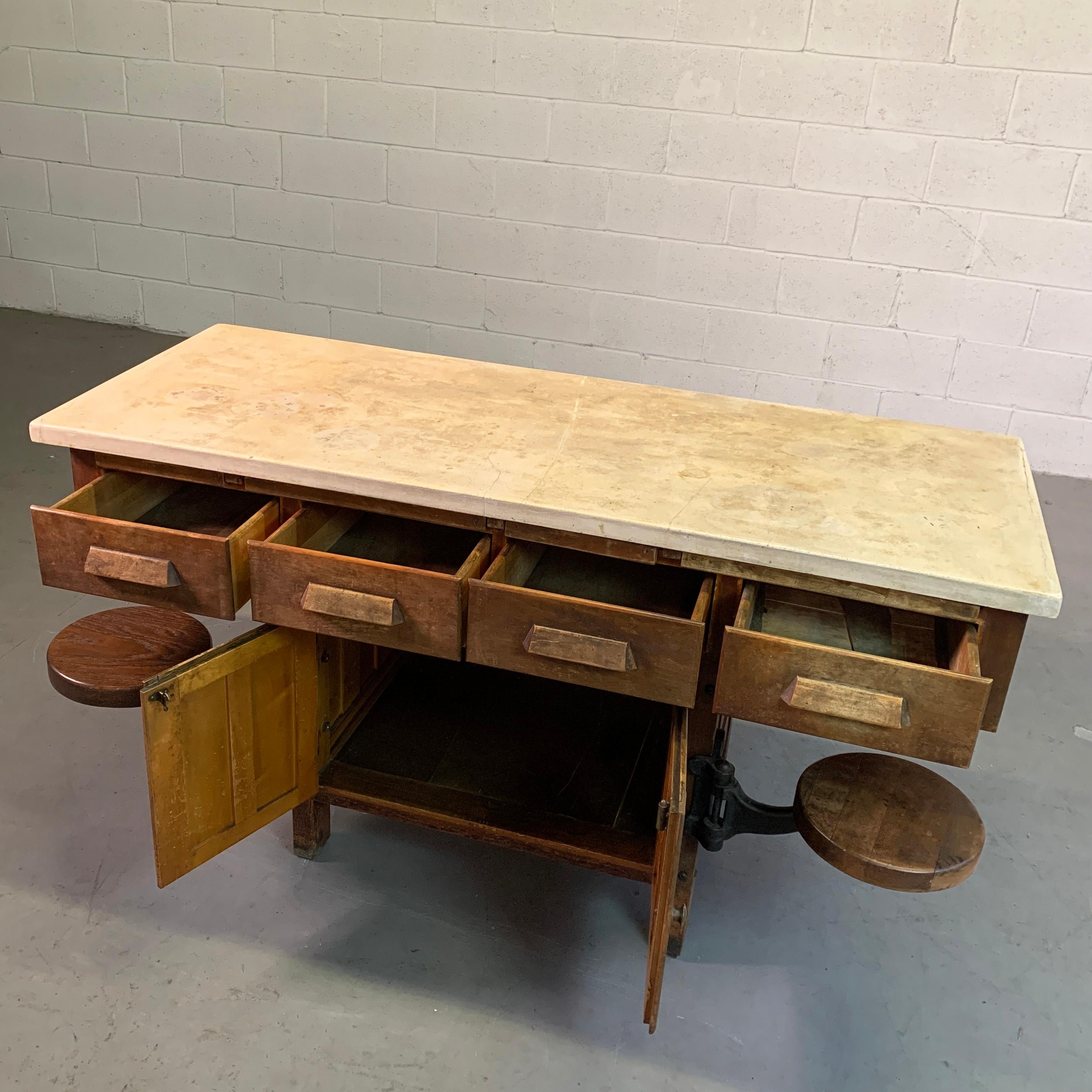 Concrete Early 20th Century Industrial Laboratory Workbench