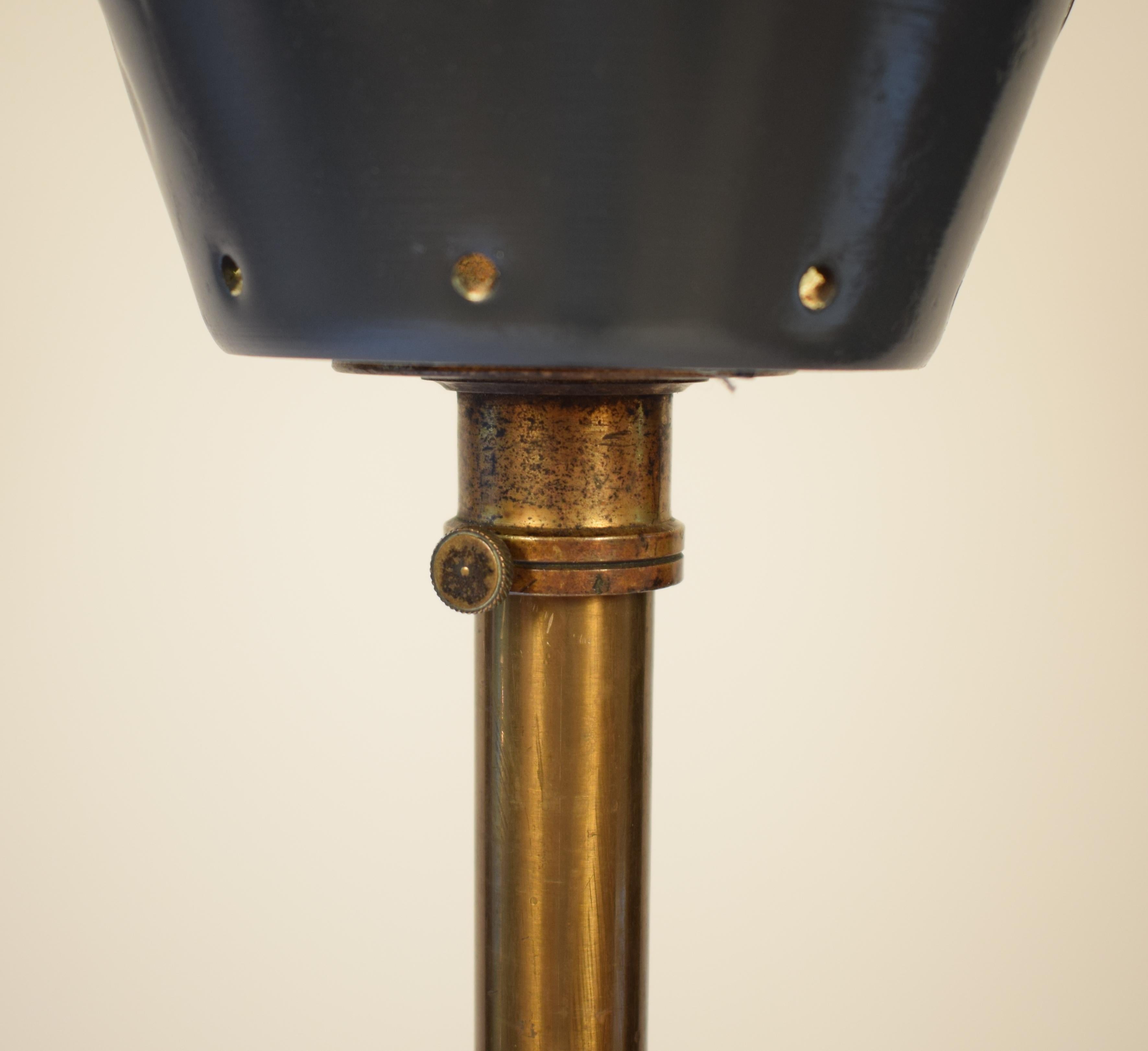German Early 20th Century Industrial Metal and Brass Floor Lamp