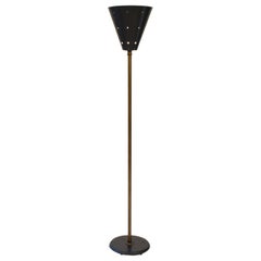 Early 20th Century Industrial Metal and Brass Floor Lamp