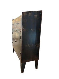 Early 20th Century Industrial Metal Hutch with Patina