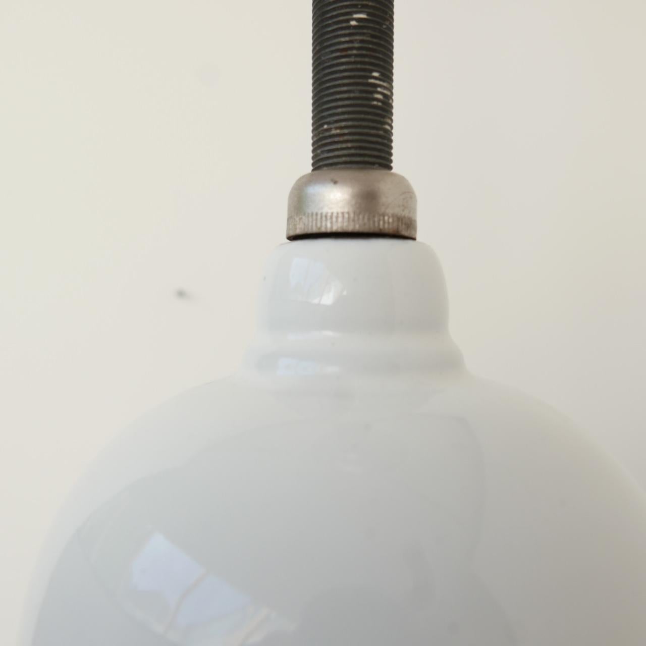 Early 20th Century Industrial Opaline Pendant Light In Good Condition In London, GB