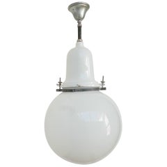 Early 20th Century Industrial Opaline Pendant Light