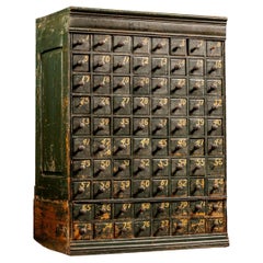 Early 20th Century Industrial Parts Cabinet in Green