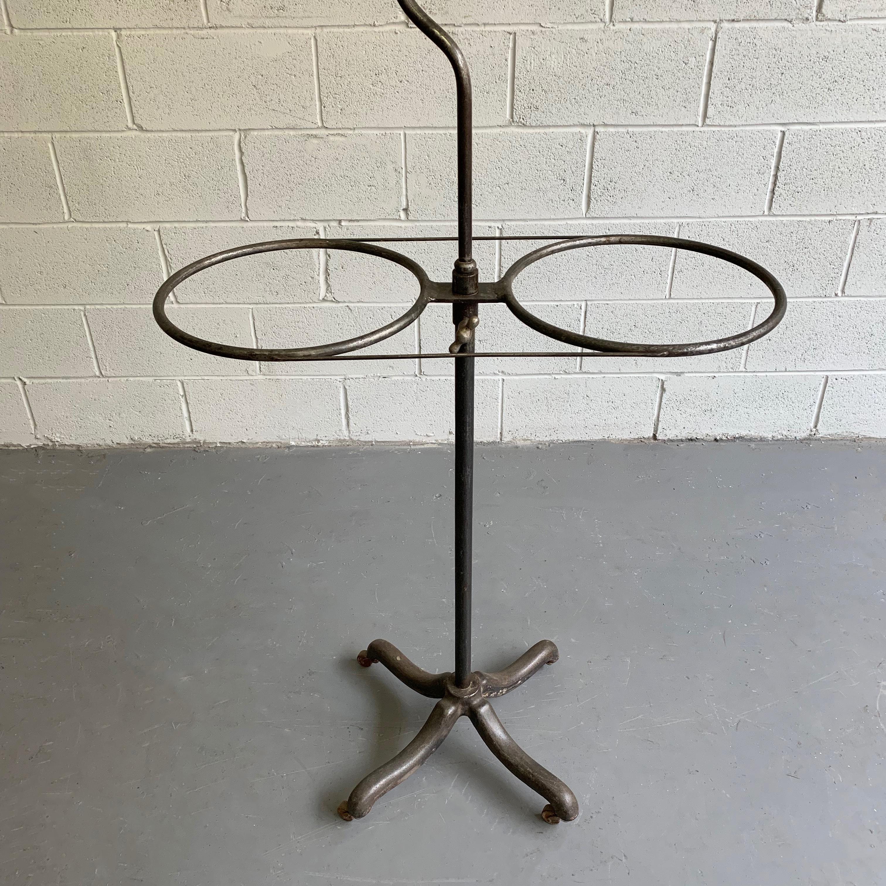 Early 20th Century Industrial Rolling Brushed Steel Transfusion Rack In Good Condition For Sale In Brooklyn, NY