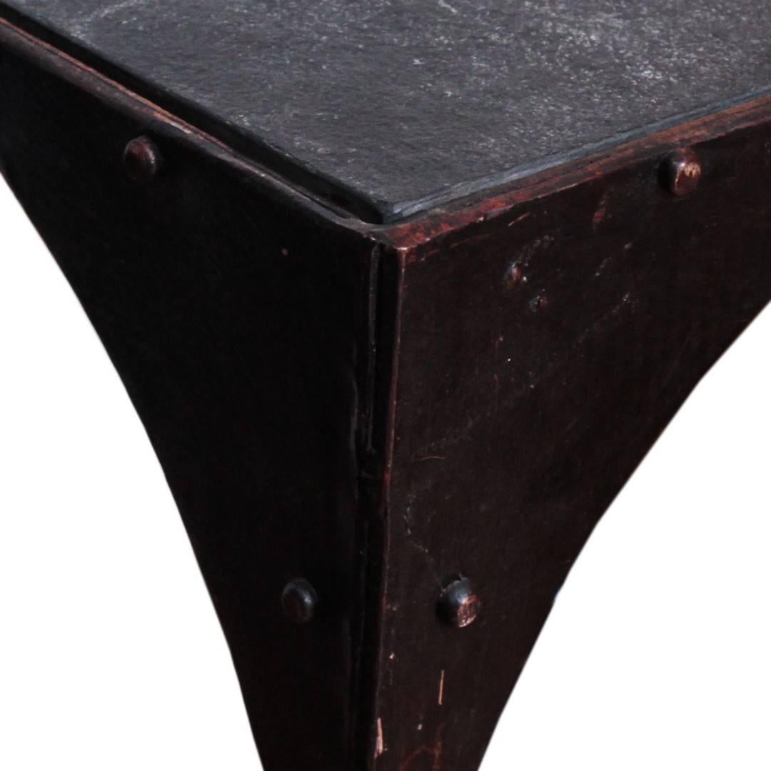 American Early 20th Century Industrial Steel Side Table with Casters