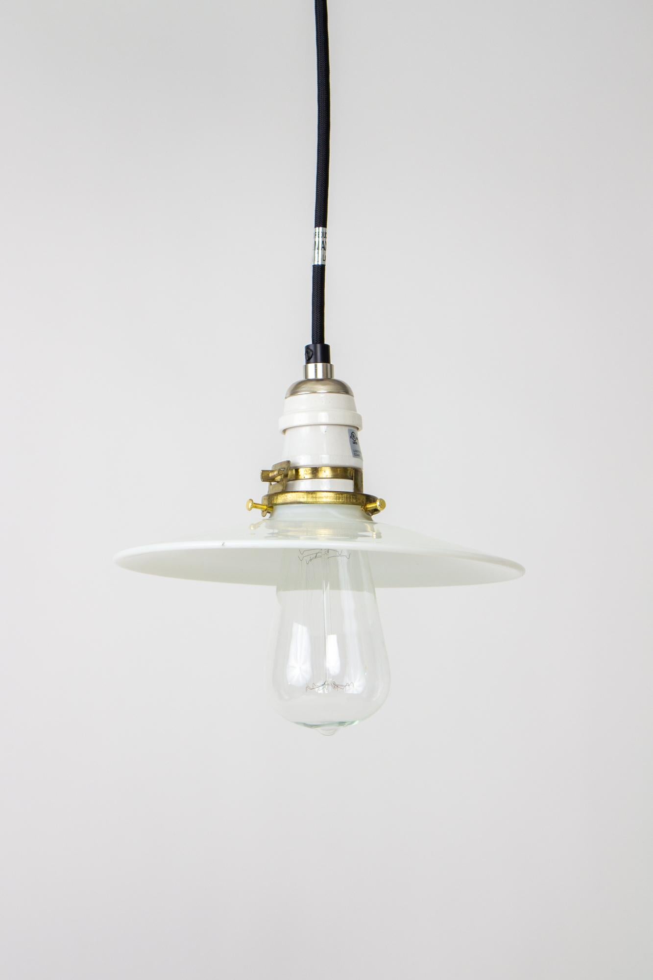 Early 20th Century Industrial White Disk Pendant For Sale 1
