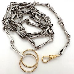 Early 20th Century Infinity Link Sterling Silver Chain with Yellow Gold Hardware