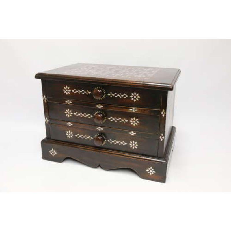 Early 20th Century Inlaid Hardwood Anglo Indian Collectors Chest For Sale 1