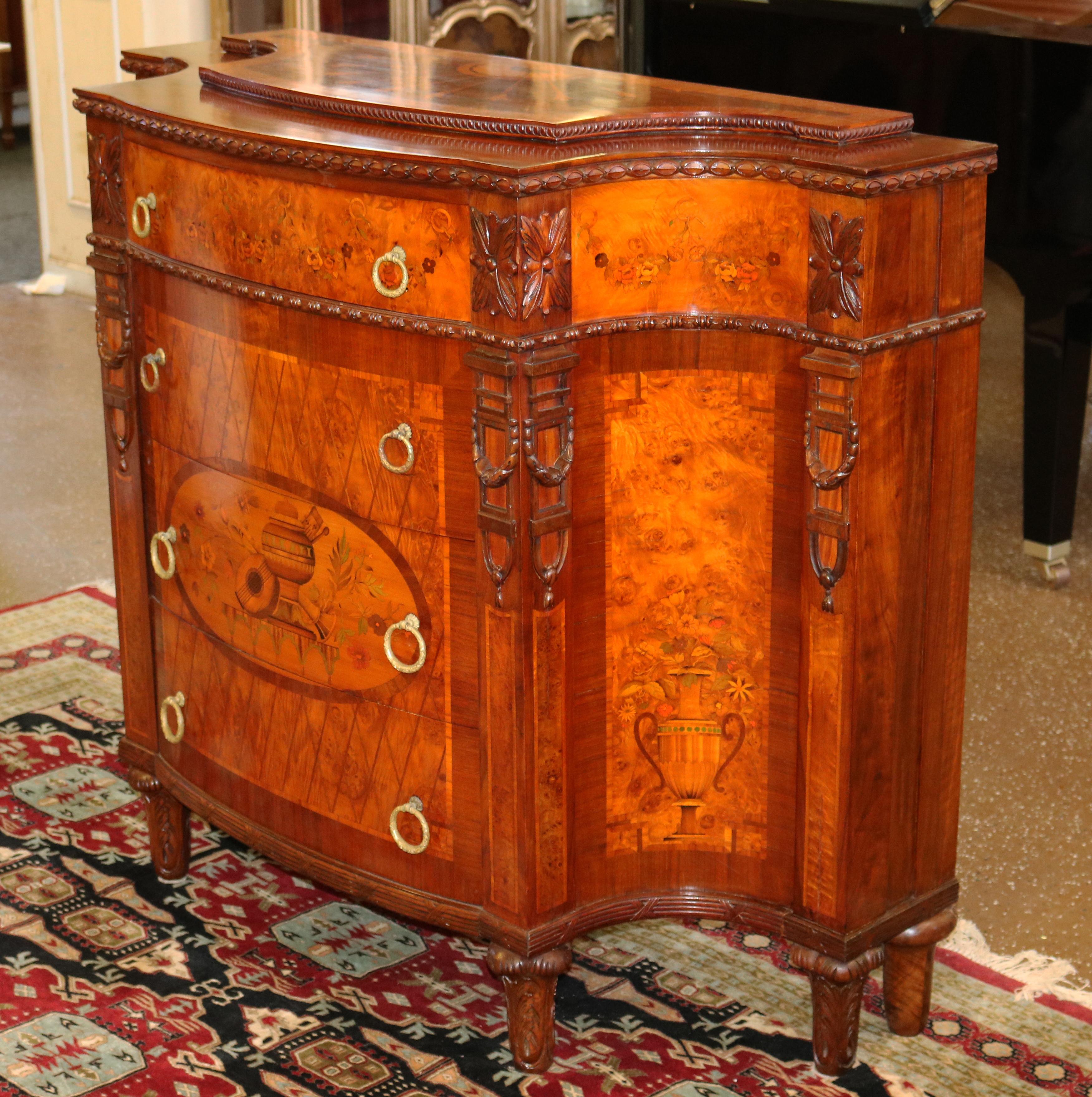 Louis XVI Early 20th Century Inlaid Herman Miller Chest of Drawers Dresser Commode For Sale