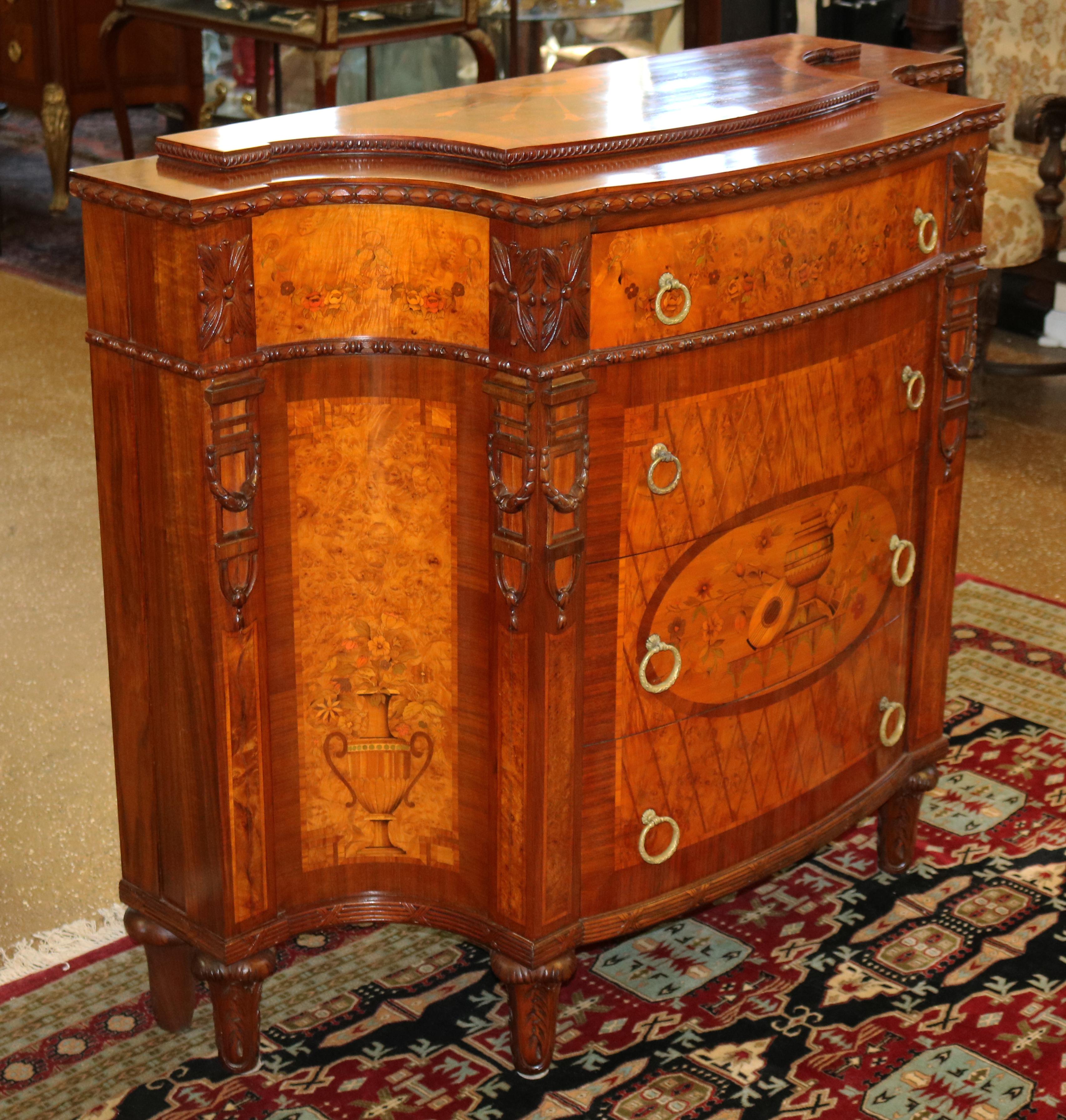 American Early 20th Century Inlaid Herman Miller Chest of Drawers Dresser Commode For Sale