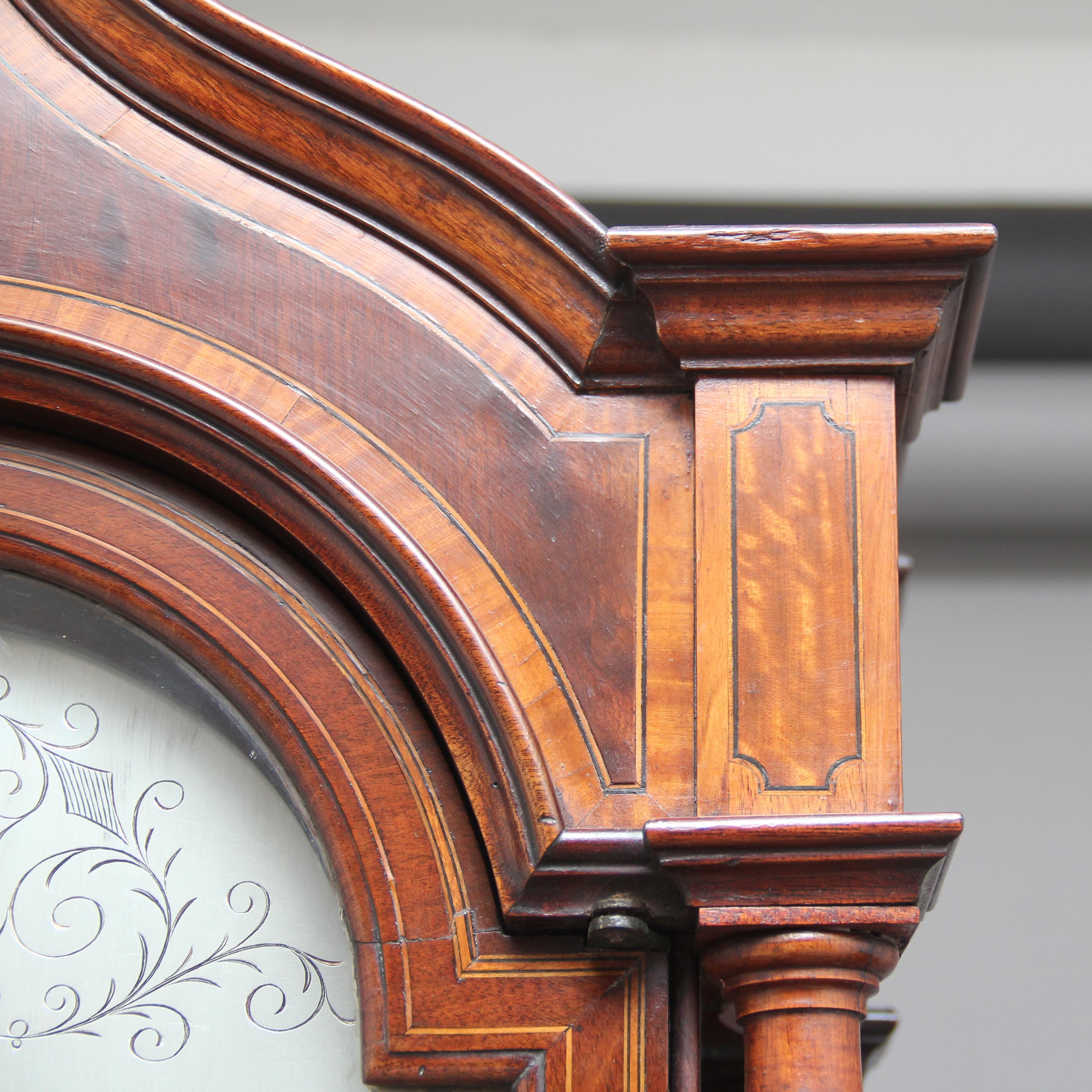 Early 20th Century Inlaid Mahogany Longcase Clock For Sale 6