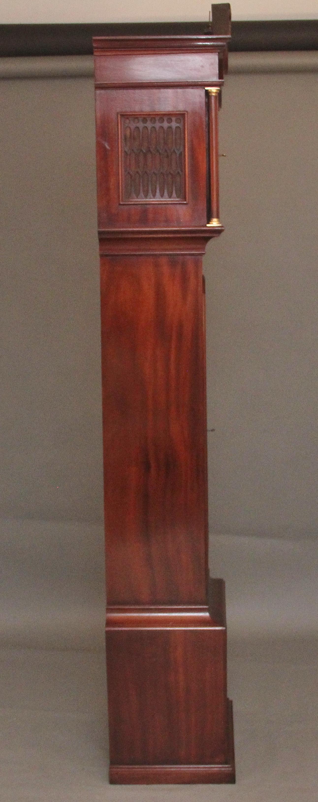 Early 20th Century inlaid mahogany musical longcase clock For Sale 8