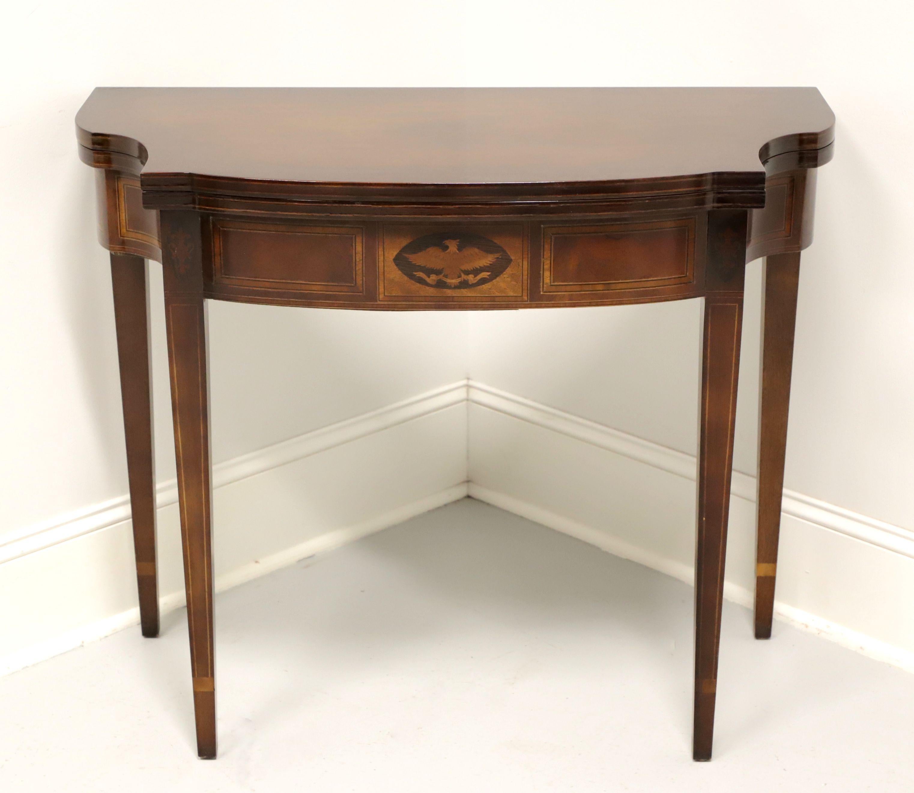 Mid 20th Century Inlaid Mahogany Federal Style Fold Top Game / Console Table - A 7
