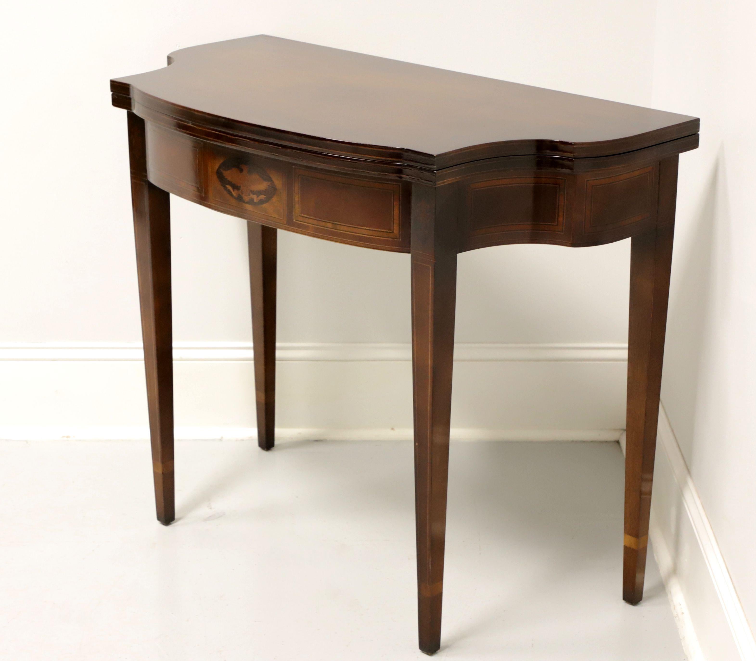 American Mid 20th Century Inlaid Mahogany Federal Style Fold Top Game / Console Table - A